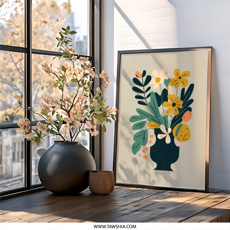 Floral Wall Art, Flower Bouquet Print, Abstract Flower Art, Modern Floral Art Print, Botanical Wall Decor, Housewarming Gift - Tawshia