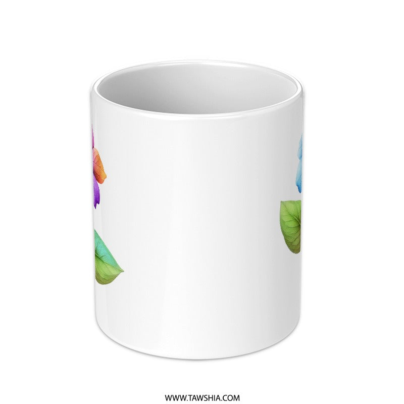 Colorful Flower Mug, Floral Coffee Cup, Unique Flower Design, Artistic Mug, Gift for Her, Flower Lover Mug, Rainbow Flower Mug, Tea Cup - Tawshia