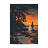 Sunset Sailboat Photographic Print, Coastal Art, Landscape Photo, Ocean View, Sunset Scene, Wall Decor, Nature Photography - Tawshia