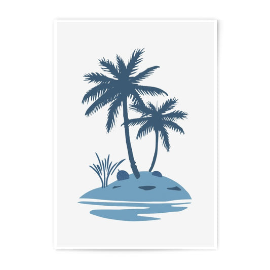 Palm Tree Island Photographic Print, Tropical Art, Coastal Home Decor, Beach House Wall Art, Ocean Breeze Photography, Nautical Theme Print - Tawshia