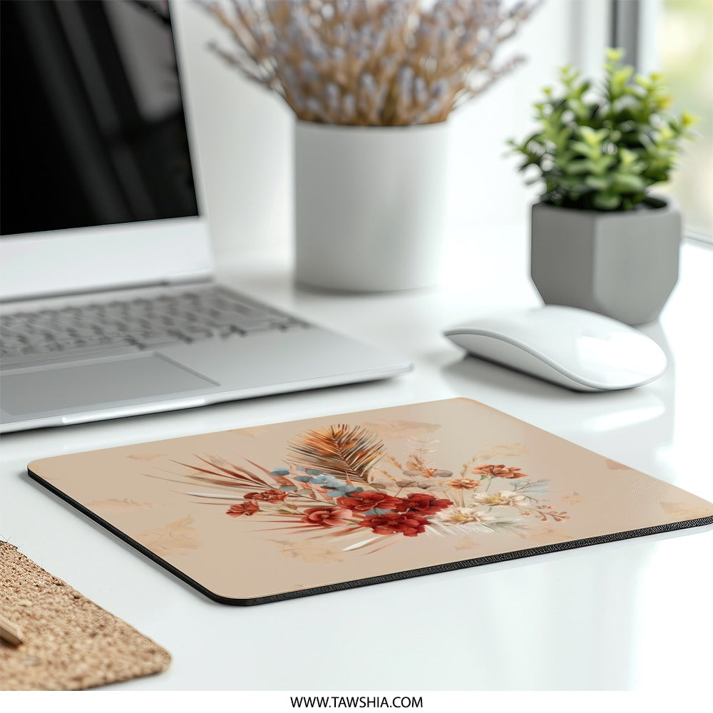 Floral MousePad, Botanical Computer Accessory, Elegant Desk Mat, Autumn Flowers Mouse Pad, Aesthetic Office Decor, Trending Gift Idea - Tawshia