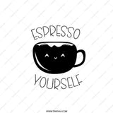 Espresso Yourself Pocket Mirror, Cute Coffee Lover Gift, Kawaii Style Mirror, Funny Coffee Pun, Travel Mirror, Makeup Mirror - Tawshia