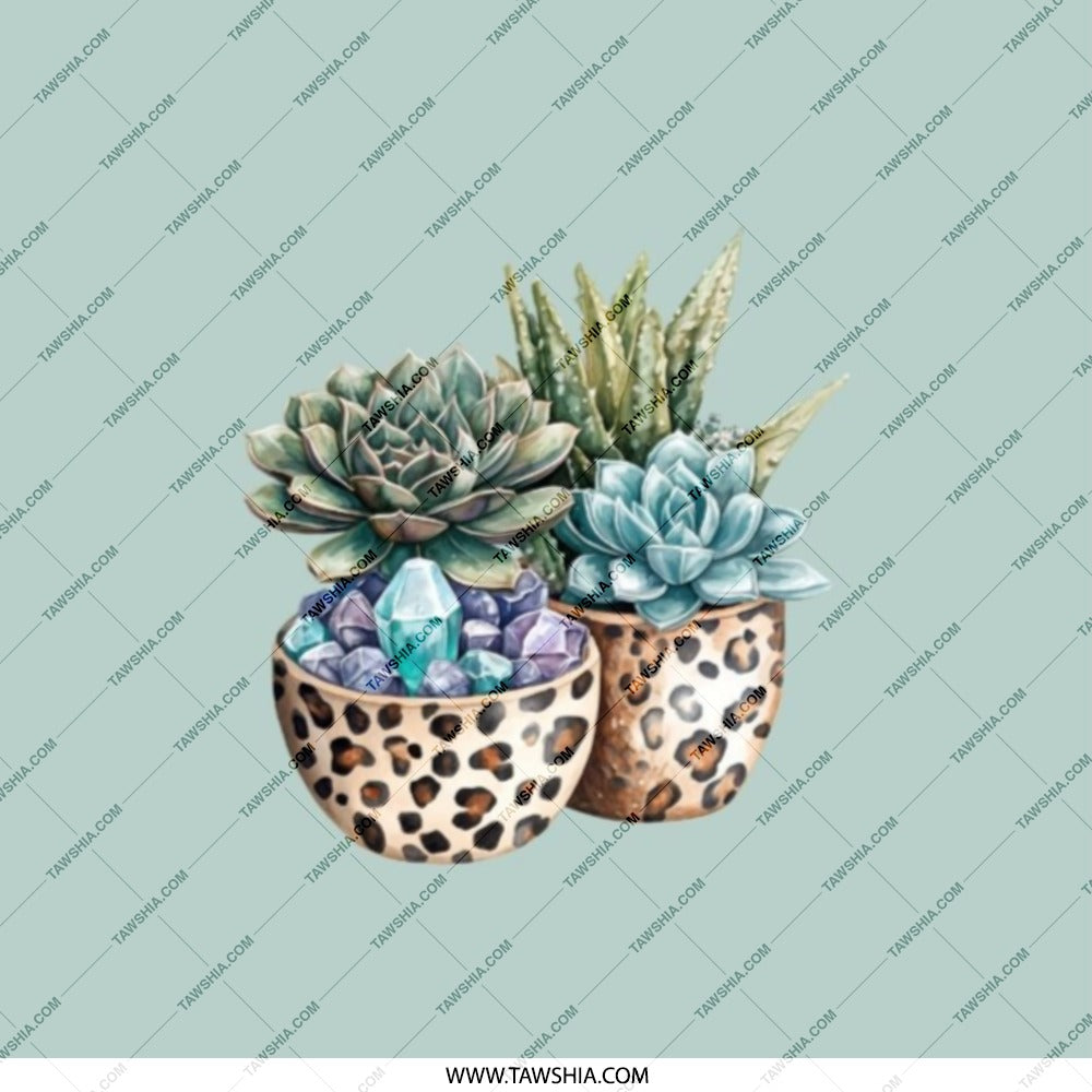 Succulent Pocket Mirror, Leopard Planter Mirror, Crystal Succulents, Cute Compact Mirror, Botanical Gifts, Plant Lover Gift - Tawshia