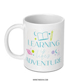 Learning Adventure Mug, Educational Gift, Teacher Appreciation, Book Lover Gift, Inspirational Coffee Cup, Student Gift Idea - Tawshia