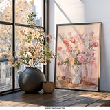 Floral Wall Art, Flower Still Life, Pink Peonies Print, Botanical Art Print, Elegant Home Decor, Fine Art Painting, Floral Arrangement - Tawshia