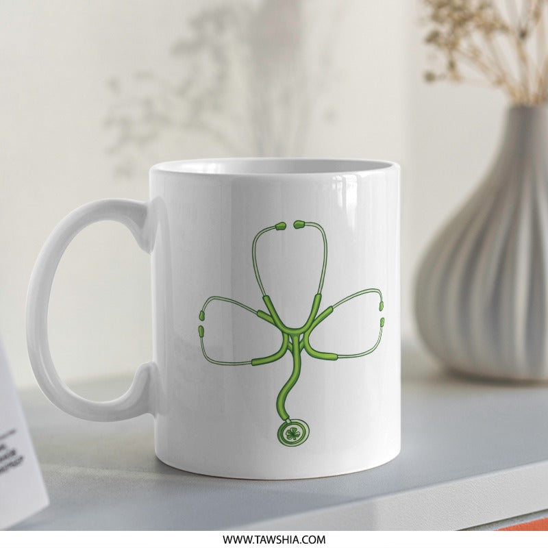Medical Stethoscope and Clover Design Ceramic Mug product