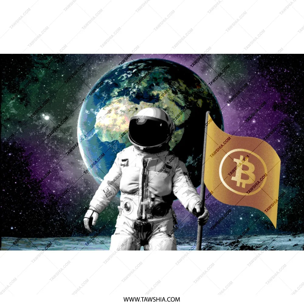 Astronaut with Bitcoin Flag in Space poster product