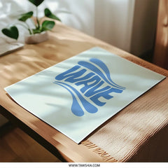 Blue Wave Photographic Print, Typography Art, Ocean Decor, Coastal Home, Surf Art, Beach House Decor, Wall Art, Trendy Print - Tawshia