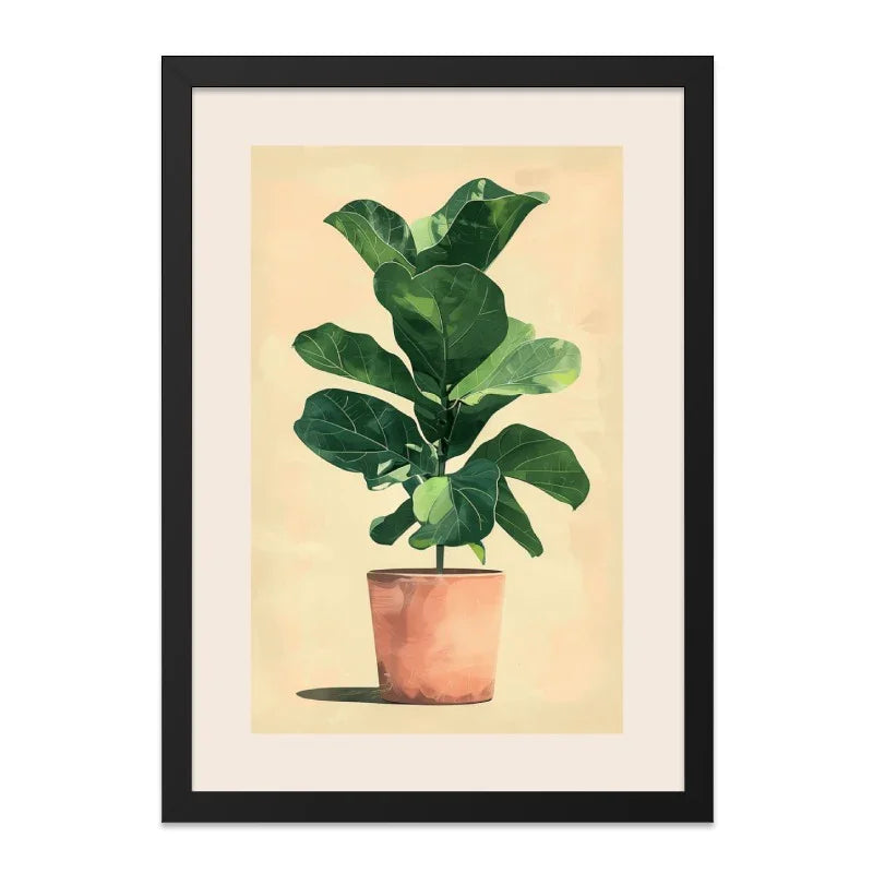 Fiddle Leaf Fig Wall Art, Potted Plant Print, Botanical Wall Decor, Modern Home Art, Minimalist Art Print, Houseplant Art, Living Room Art - Tawshia