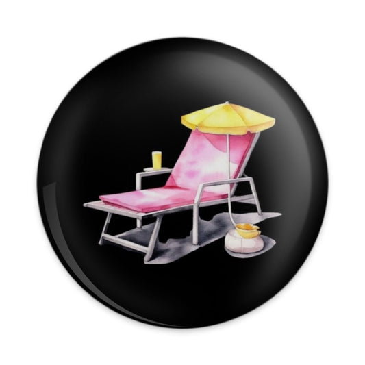 Beach Chair Pinback Button, Vacation Vibes Button, Summer Relaxation, Beach Lover Gift, Tropical Getaway, Holiday Pin, Cute Accessory - Tawshia
