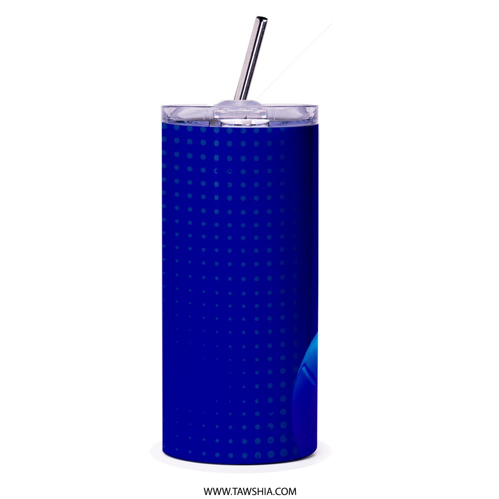 Hilali Football Tumbler, Arabic Script, Blue Soccer Ball, Sports Fan Gift, Born to Win, Hilal Saudi Club, Football Lover, Fan Gift - Tawshia