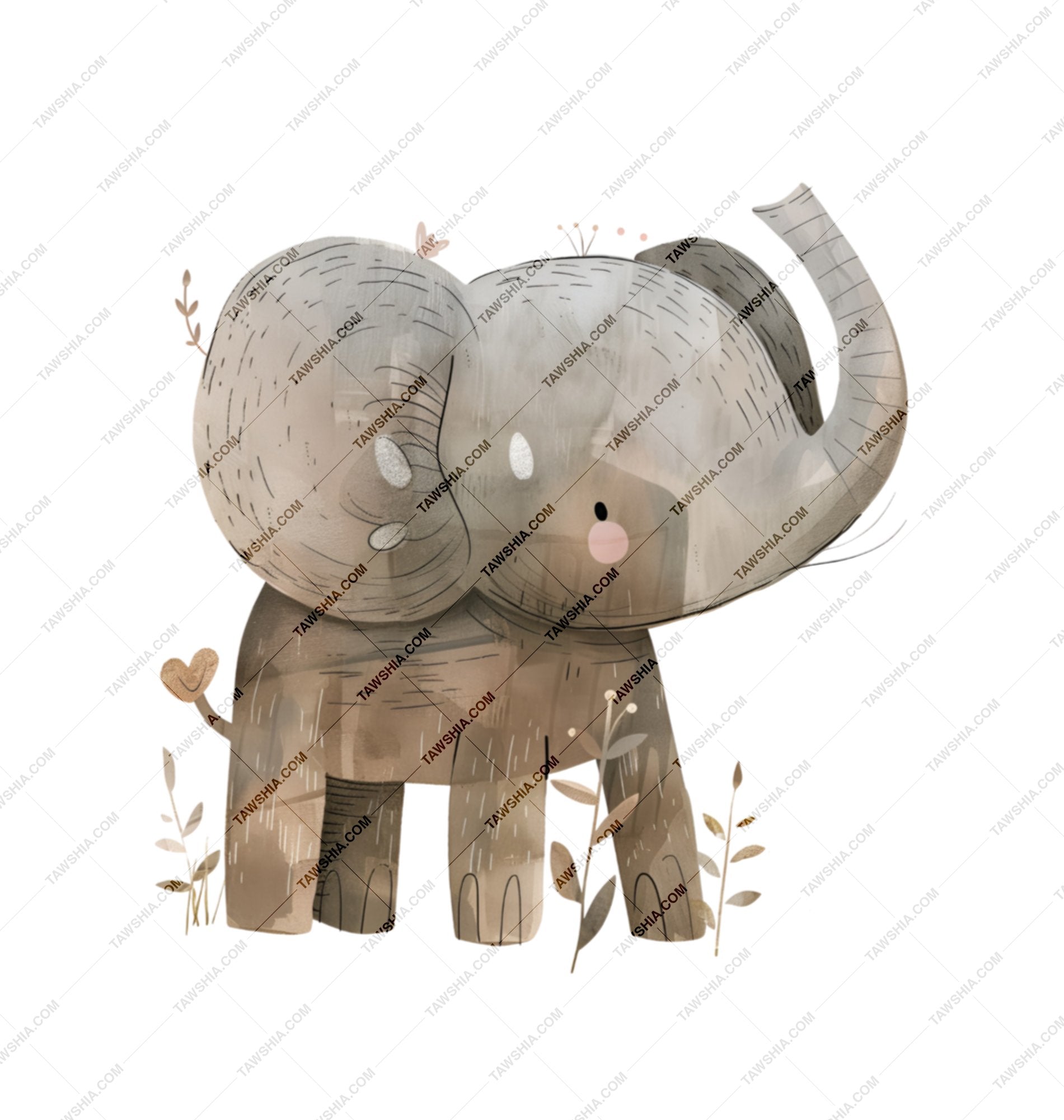 Adorable Elephant Illustration Animal Art product