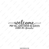Welcome Guests Pillow, Decorative Pillow, Home Decor, Friendship Pillow, Housewarming Gift, Black and White Pillow - Tawshia