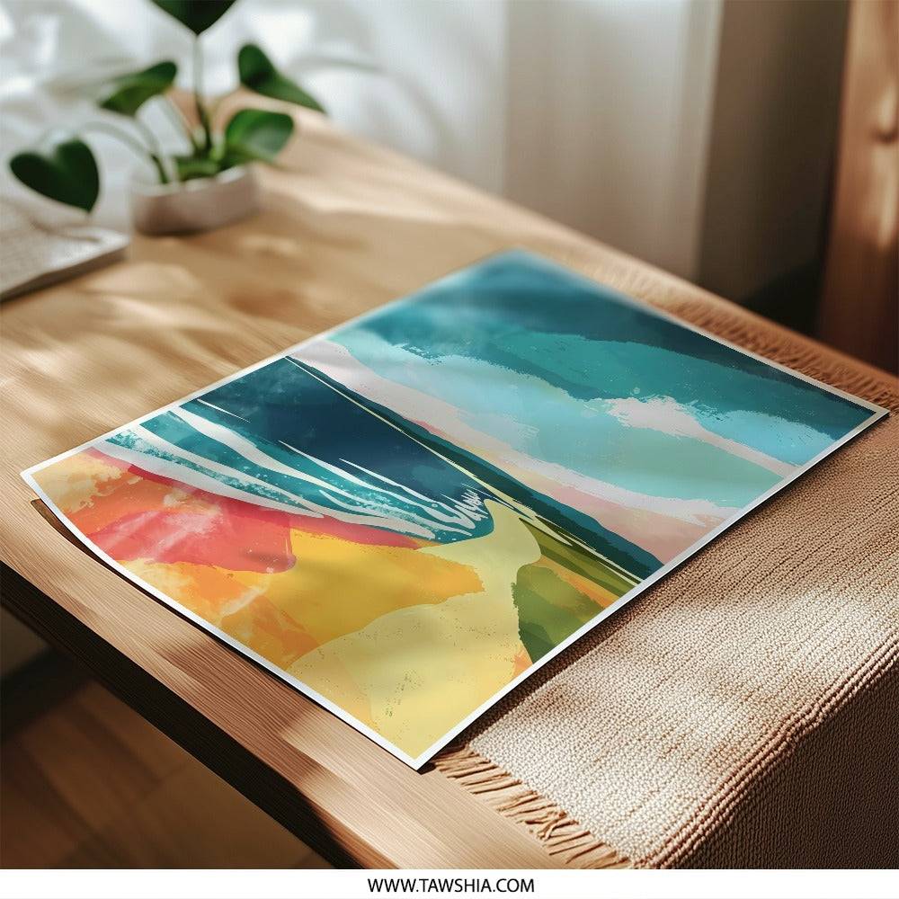 Beach Photographic Print, Coastal Wall Art, Abstract Ocean Landscape, Sea Scape Photography, Modern Home Decor, Beach House Art - Tawshia