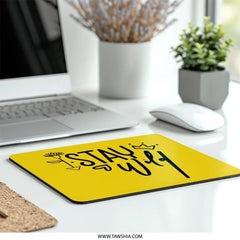 Stay Wild MousePad, Motivational Quote, Yellow Desk Decor, Office Accessories, Inspiring Gift, Floral and Crown Design, Home Office - Tawshia
