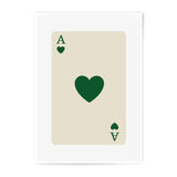 Ace of Hearts Photographic Print, Playing Card Art, Green Heart Ace Print, Card Game Decor, Minimalist Art, Dorm Room Decor, Wall Art - Tawshia