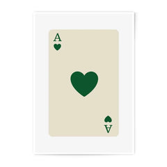 Ace of Hearts Photographic Print, Playing Card Art, Green Heart Ace Print, Card Game Decor, Minimalist Art, Dorm Room Decor, Wall Art - Tawshia
