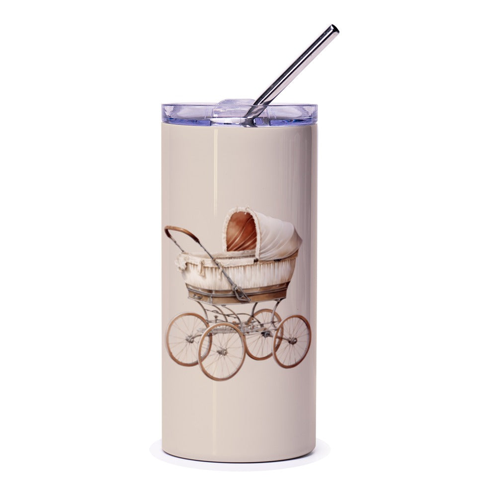 Vintage Pram Tumbler, Baby Carriage Tumbler, Elegant Pram Design, Classic Baby Stroller Art, Drinkware Gift, Unique Gift - Tawshia