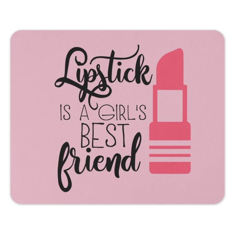Lipstick Mouse Pad, Girl's Best Friend, Cute Pink Desk Decor, Makeup Lover Gift, Girly Office Accessories - Tawshia