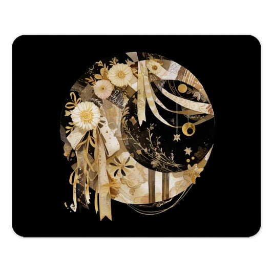Crescent Moon Mouse Pad, Floral Celestial Art, Cottagecore Decor, Elegant Desk Accessory, Stylish Computer Gift, Moon Lover Present - Tawshia
