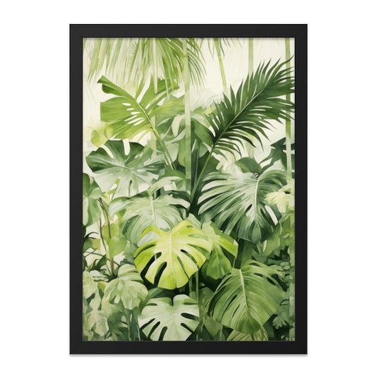 Tropical Wall Art, Green Leaves Print, Botanical Art Decor, Monstera Leaves Painting, Tropical Plants Artwork, Lush Foliage Wall Decor - Tawshia