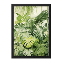 Tropical Wall Art, Green Leaves Print, Botanical Art Decor, Monstera Leaves Painting, Tropical Plants Artwork, Lush Foliage Wall Decor - Tawshia