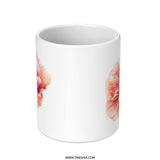 Floral Mug, Poppy Flower Mug, Elegant Mug, Botanical Mug, Pearl Accent Mug, Gift for Her, Flower Lover, Coffee Mug, Tea Mug, Unique Mug - Tawshia