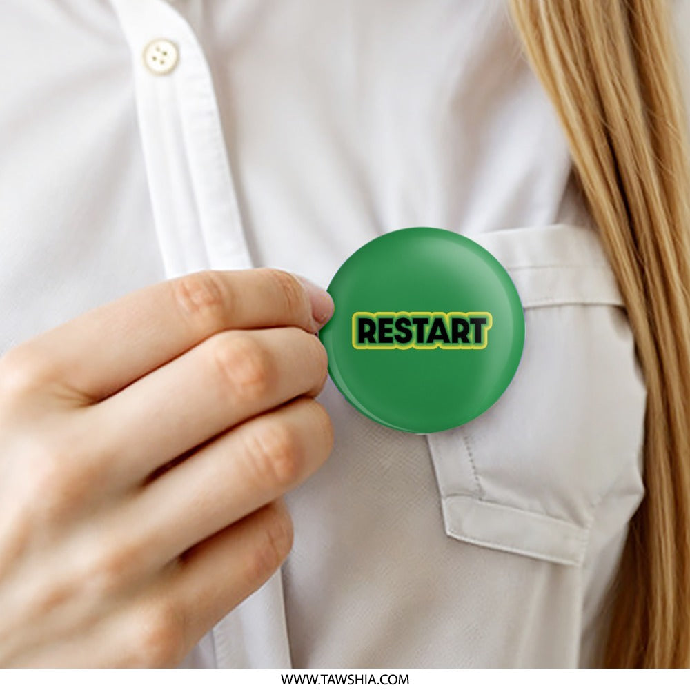 Restart Pinback Button, Reset Button, Gaming Button, Programmer Gift, Funny Pin, Nerdy Button, Geeky Accessory, Motivation Badge - Tawshia