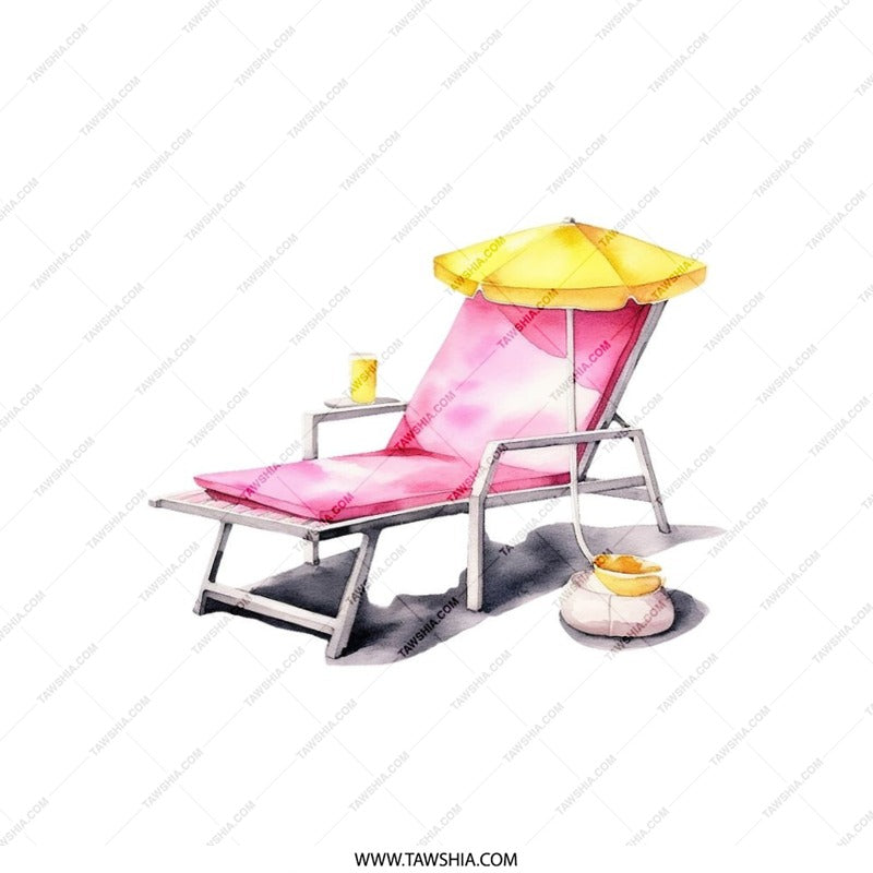 Beach Chair Pillow, Summer Vacation Home Decor, Tropical Getaway Throw Pillow, Sun Lounger Cushion, Coastal Living Gift, Watercolor Art - Tawshia