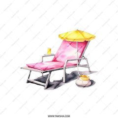 Beach Chair Pillow, Summer Vacation Home Decor, Tropical Getaway Throw Pillow, Sun Lounger Cushion, Coastal Living Gift, Watercolor Art - Tawshia