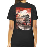 Majestic Red Moon Over Japanese Pagoda Shirt product