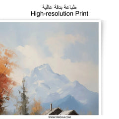 Cabin Photographic Print, Mountain Landscape Art Print, Autumn Photography, Rustic Home Decor, Nature Wall Art, Scenic Photo Prints - Tawshia