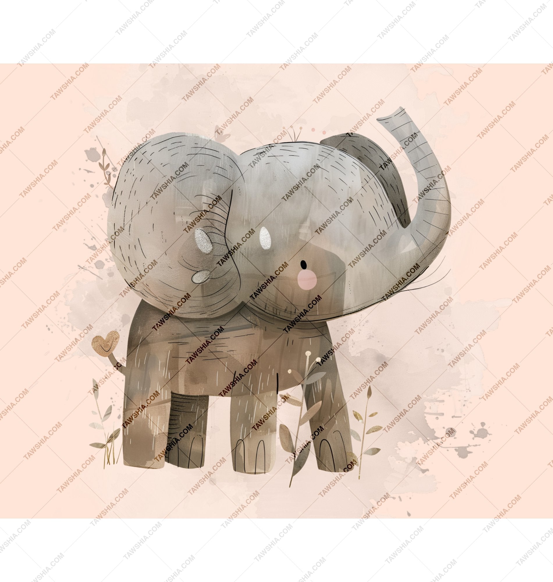 Cute Elephant with Raised Trunk Artwork product