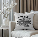 Luckiest Friend Pillow, Friendship Gift Idea, Best Friend Throw Pillow, Home Decor Accent, Modern Pillow Design, Decorative Pillow - Tawshia