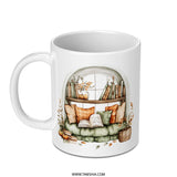 Cozy Reading Nook Mug, Fall Decor Mug, Book Lover Gift Mug, Autumn Coffee Mug, Unique Ceramic Mug (132 characters) - Tawshia