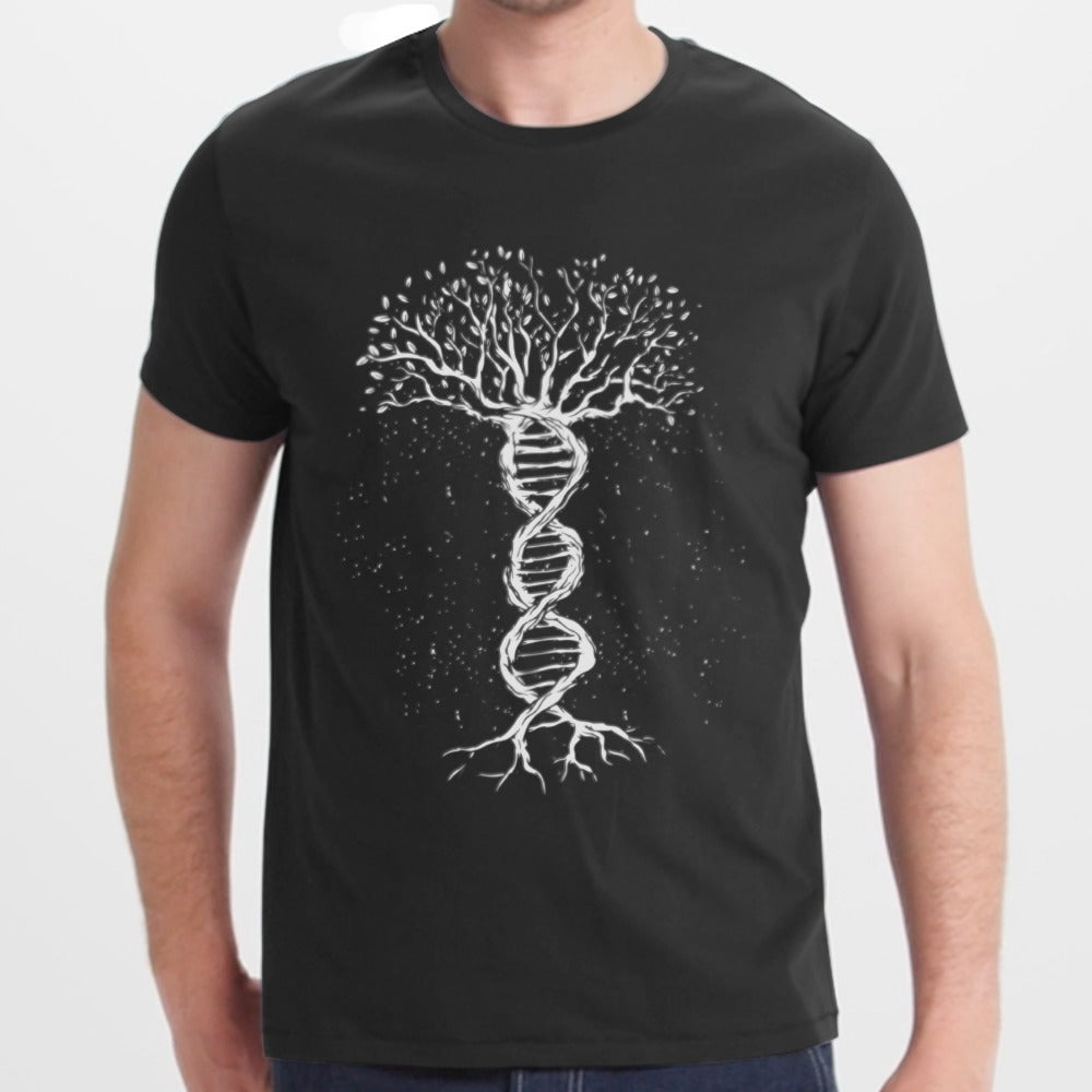 Tree and DNA Design Black T Shirt Trendy Graphic product