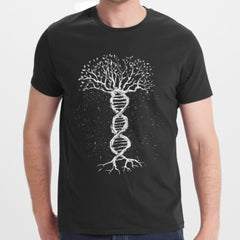 Tree and DNA Design Black T Shirt Trendy Graphic product