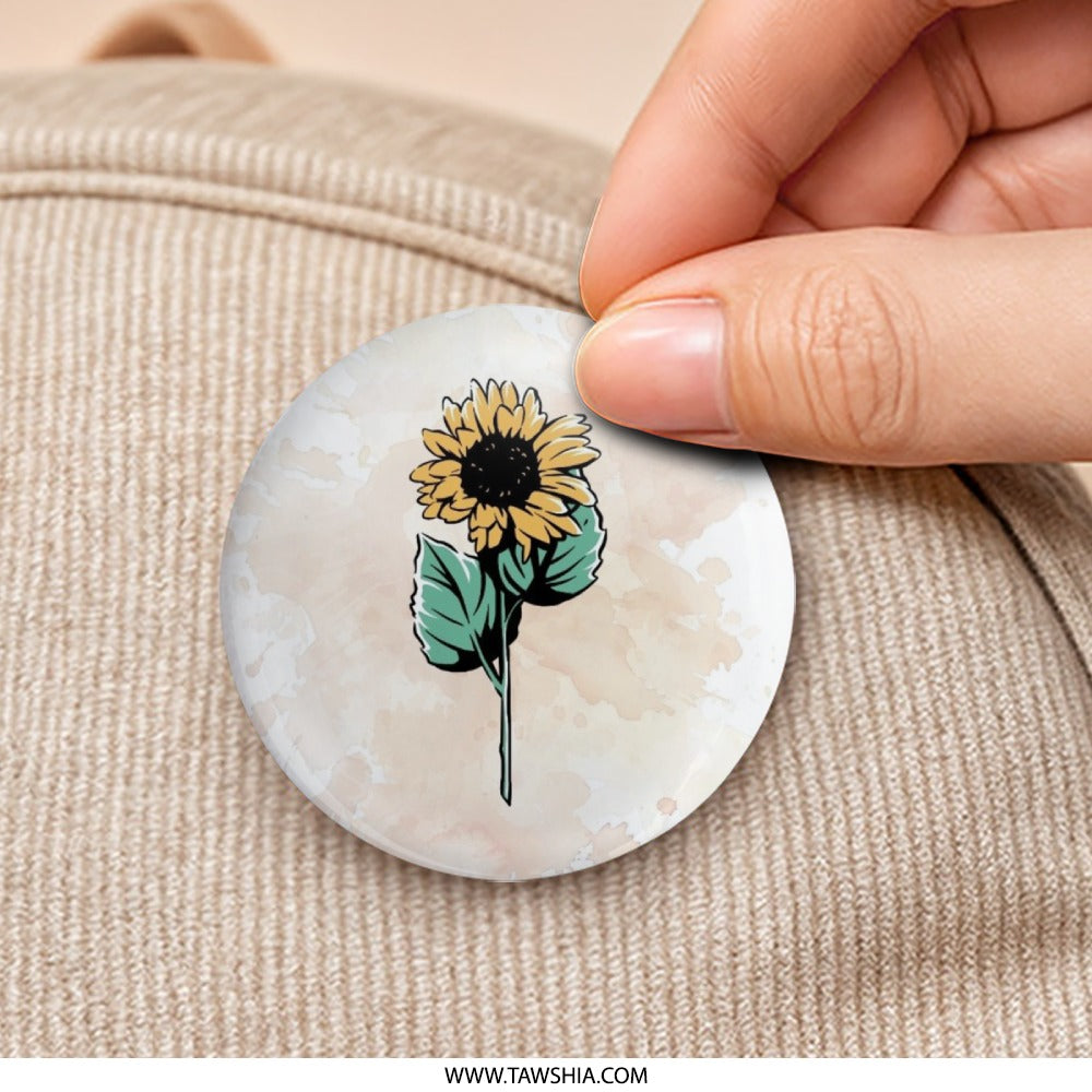 Sunflower Pinback Button, Floral Badge, Botanical Pin, Summer Gift, Garden Lover, Cute Accessory, Flower Power, Nature Inspired Button - Tawshia