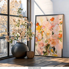 Floral Wall Art, Rose Painting Print, Abstract Flower Art, Botanical Home Decor, Modern Art Print, Wall Decor, Trendy Wall Hanging - Tawshia