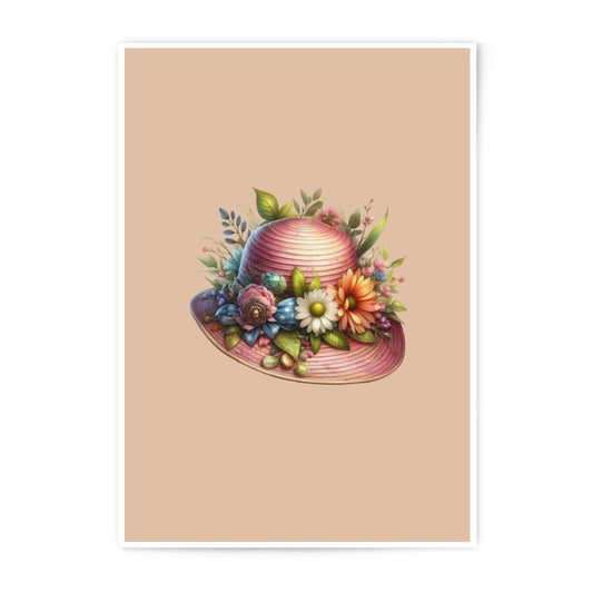 Floral Hat Photographic Print, Vintage Style Hat Art, Elegant Wall Decor, Botanical Home Decor, Unique Gift Idea - Tawshia