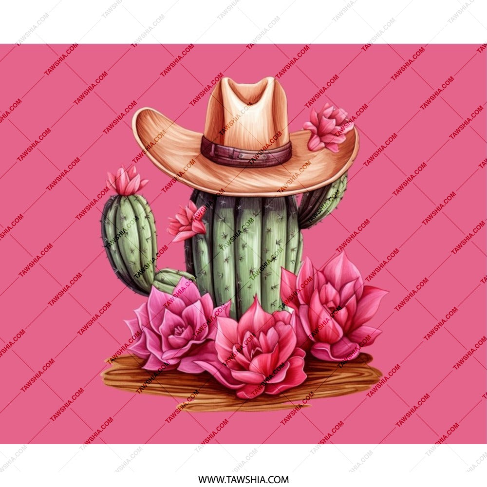 Cactus Mouse Pad, Cowboy Hat Decor, Floral Mousepad, Western Desk Accessories, Pink Cute Mouse Mat, Office Decor, Computer Accessories - Tawshia