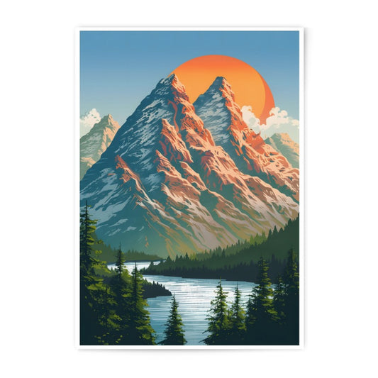 Mountain Lake Photographic Print, Landscape Art, Nature Wall Decor, Scenic Photography, Outdoor Adventure, Mountain Illustration - Tawshia