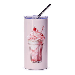 Pink Milkshake Tumbler, Cherry Topped Drinkware, Sweet Treat Tumbler, Cute Straw Cup, Summer Sipping, Travel Mug, Gift Idea - Tawshia