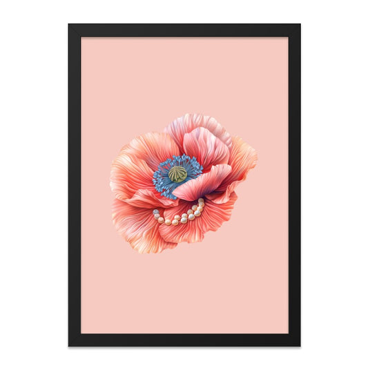 Pink Poppy Framed Wall Art, Floral Home Decor, Elegant Flower Print, Botanical Art, Wall Decor, Gift Idea, Living Room Art, Bedroom Decor - Tawshia