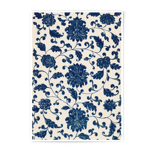 Blue Floral Photographic Print, Botanical Wall Art, Asian Inspired Decor, Home Decor, Elegant Floral Design - Tawshia