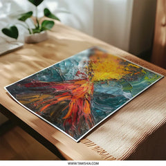 Erupting Volcano Photographic Print, Impasto Art Print, Nature Wall Art, Modern Home Decor, Landscape Photo Print - Tawshia