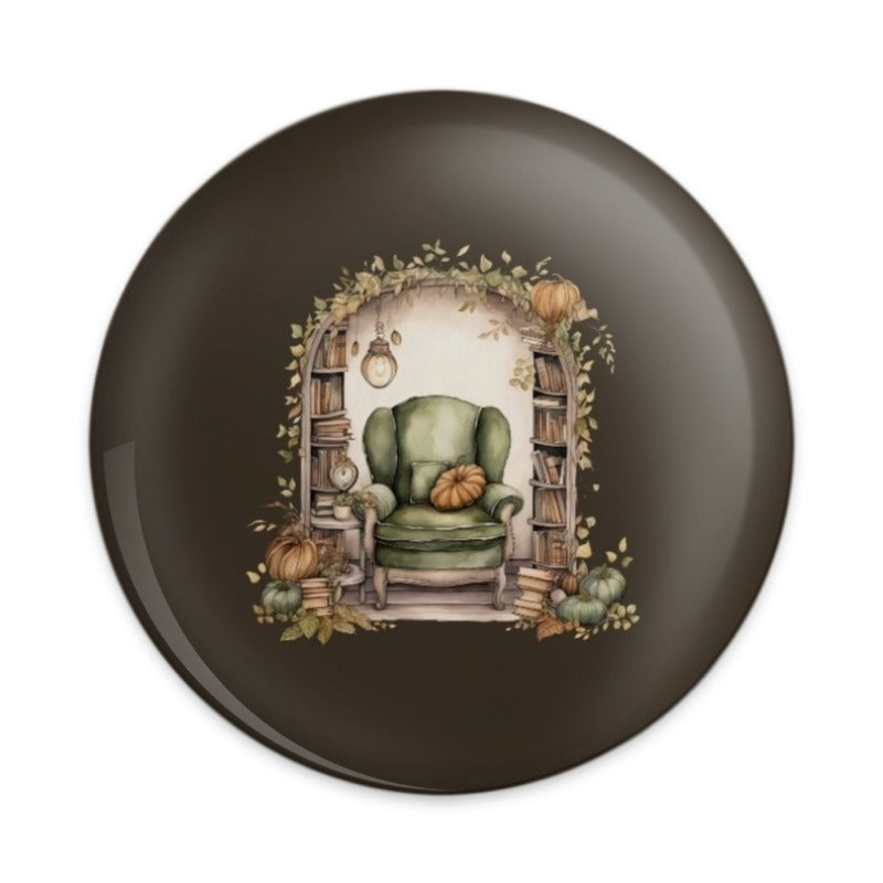 Cozy Autumn Nook Pinback Button, Reading Chair, Fall Decor, Book Lover Gift, Pumpkin Accent, Unique Aesthetic, Trendy Button - Tawshia