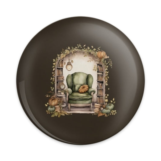 Cozy Autumn Nook Pinback Button, Reading Chair, Fall Decor, Book Lover Gift, Pumpkin Accent, Unique Aesthetic, Trendy Button - Tawshia
