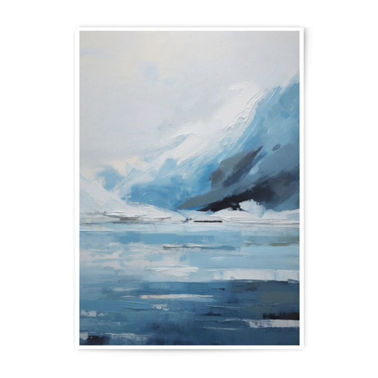 Abstract Landscape Photographic Print, Mountain Lake Art Print, Modern Wall Decor, Minimalist Home Decor, Blue White Art - Tawshia