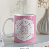 Cute Kawaii Mug, Anime Mug, Hello There Mug, Pink Mug, Sparkly Mug, Gift for Her, Aesthetic Mug, Trendy Mug, Cartoon Mug, Anime Girl - Tawshia